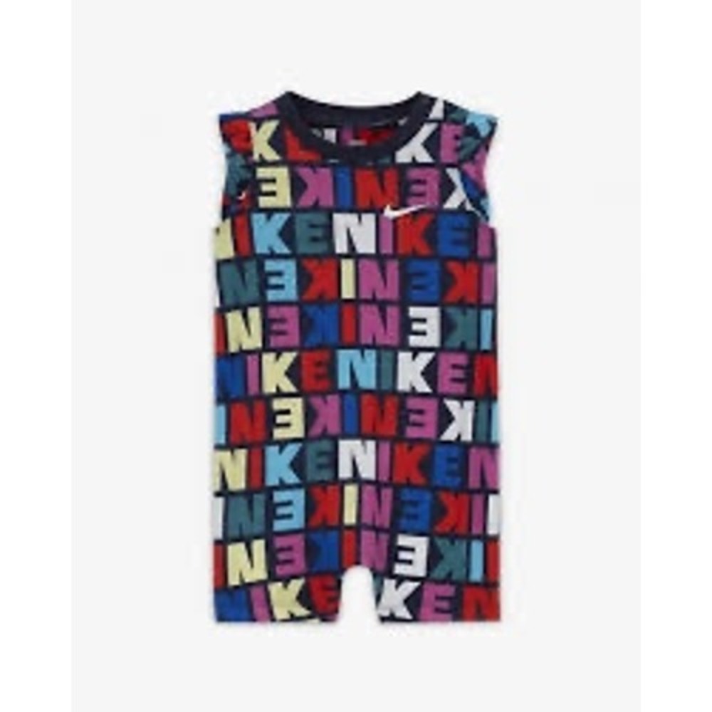 Nike Baby Girls Romper 6M Multi-Color Block Logo Print Sleeveless One Piece Snap